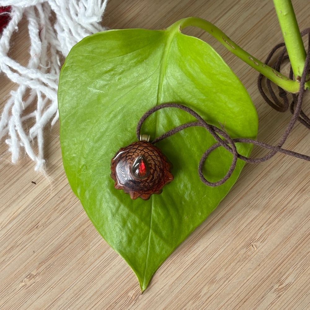 mini Third Eye Pinecone necklace with Ammonite❤️✨